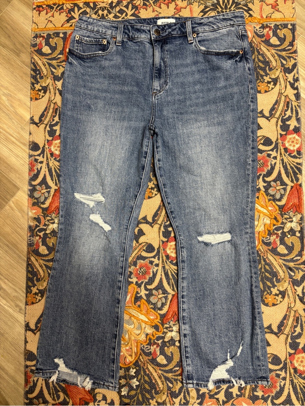 PISTOLA medium blue distressed flare jeans